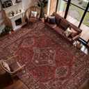 Tangsoo Red 9x12 Washable Area Rugs for Living Room, Non Slip Large Rugs