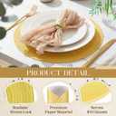 Geosar 100 Pcs Disposable Paper Placemats Cotton Woven Look 13'' Round Placemats Rustic Disposable Table Pads Bulk for Dining Table Decoration Birthday Wedding Bridal Baby Shower Party (Yellow)
