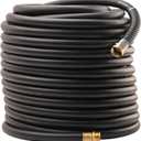 Wiseflow Garden Hose 150FT x 5/8", Heavy Duty Rubber Hose, Water Hose with Five Layered Braiding, Male Female Fittings, 1000PSI Burst, 300PSI Working for Yard, Car Wash, Pets (Black)