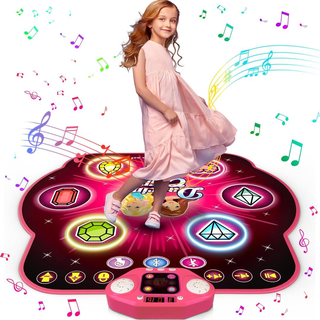 Dance Mat Toys for 3-12 Year Old Girls, 6-Button Kids Dance Mats Bluetooth Dance Pad, Light-up 6 Game Modes Dance Mat for Kids, Christmas/Birthday Gifts for 3-5 6 7 8 9 10+ Year Old Kid (Purple)