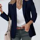 Cicy Bell Womens Casual Blazers Open Front Long Sleeve Work Office Suit Jackets Blazer (Blue) Medium
