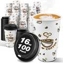 Ginkgo 100 Pack Disposable Paper Coffee Cups with Lids 16 oz, To Go Hot Cups for Hot CoCoa, Chocolate and Drinks