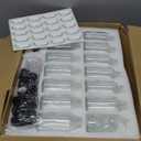 Small Clear Glass Bottles with Lids, 4 oz Glass Containers with Labels, Funnels and Brushes, Round Sample Bottles for Juice, Oils, Ginger Shots, Whiskey, Liquids, 50 Pack