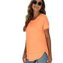 Beimuc Summer Tops for Women Short Sleeve Crewneck Tshirts Side Split Loose Fit Tunic Shirts Orange (Orange, S)