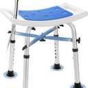 Shower Chair Bath Stool Seat 350 Lbs, Height Adjustable Bath Bench with Padded Seat for Seniors, Shower Stool Chair for Inside Shower, Shower Seat Stool with Heavy Duty Crossbar Support (Blue)