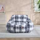 Giant Bean Bag Chair,Oversized Plush Comfy Bean Bag Sofa for Adults and Kids,Ultra Soft Living Room Bedroom Game Room Bean Bags with Armrests-White and Grey