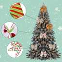 12 Pcs Wave Stripe Christmas Bows, 5 Inch Red Green Dots Bow for Christmas Tree Topper, Ornaments for Tree Home Coquette Room Birthday Party Front Door Wedding Holiday Decor