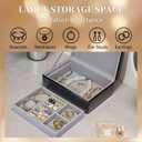 Dandelion Glass Jewelry Box,Velvet Jewelry Organizer with10.1x7.1x3.7 Inches, Jewlry Box for Women Bridesmaid Christmas Teacher Gifts(Black Silver)