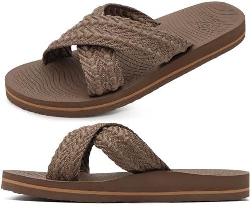 COFACE Womens Orthopedic Sandals Comfortable Orthotic Soft Cushion Walking Slip On Ladies Cloud Cross Slides for Woman Size 7