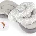 Breastfeeding Nursing Pillow for Newborns & Infants | Butterfly Pillow Made of Composite Fiber and Cotton | Includes 3 Ultra-Soft Baby Towels | Gray