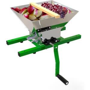 Fruit and Apple Crusher - 7L Manual Juicer Grinder,Portable Fruit Scratter Pulper for Wine and Cider Pressing(Stainless Steel,1.8 Gallon,Green)