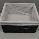 GYASVWU Hand-Woven Paper Rope Storage Baskets,Rectangular Wicker Baskets for Organizing,Decorative Woven Basket for Storage,Shelf Basket for Living Room,Storage Baskets for Pantry (Black - Large)