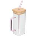 Luxshiny Transparent Glass Cup with Handle and Lid 5.31In Beverage Tumbler for Milk Juice Water Iced Coffee Home Kitchen