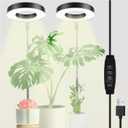 2024 Upgraded Grow Lights for Indoor Plants, USB LED Plant Lights,Dimmable Full Spectrum Plant Grow Light, Height Adjustable Small Plants Lights with Timer 3/9/12H (Warm White, 2 Head)