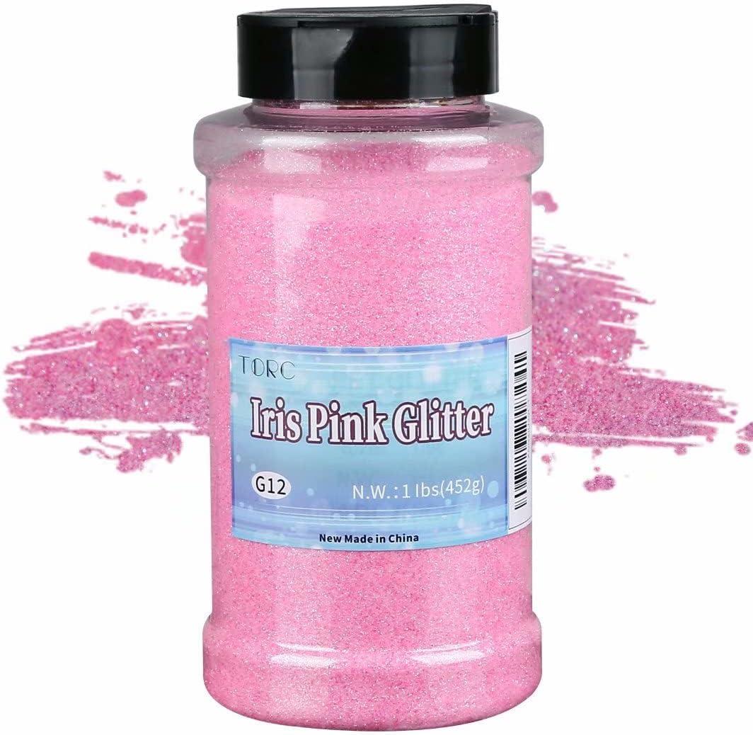 TORC Iridescent Hot Pink Fine Glitter 1 Pound 16 OZ Glitter Powder for Slime Tumblers Resin Crafts Nail Cosmetic Festival Decoration