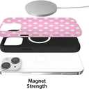 Case Compatible with iPhone 16 Pro Max,[Compatible with MagSafe] Polka Dot Pattern Aesthetic Design Phone Case for Girl Women Boy Men,Dual-Layer Fashion Design Pink
