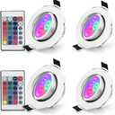Esbaybulbs 4 Pack LED Color Changing Recessed Lighting 3W RGB Downlight Retrofit Fixture 3 inch Gimbal Recessed Lighting 16 Color Changing Ceiling Light