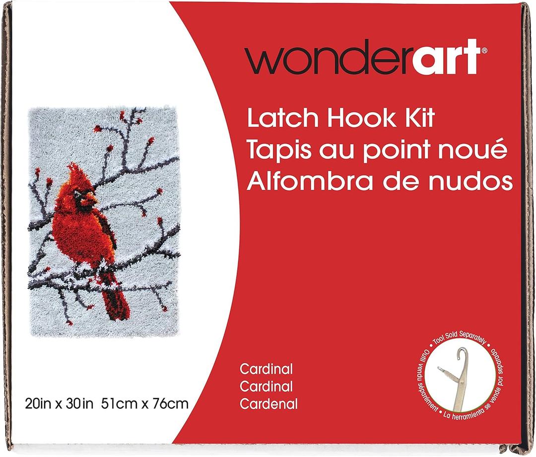 Wonderart Classics Cardinal Latch Hook Kit, 20" x 30"