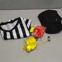 6 Pieces Men's Official Referee Costume Set, Official Umpire Jersey Collar V-Neck Referee Shirt Referee Cards Hat Whistle with Lanyard Penalty Flag, Referee Necessities for Basketball Football Soccer (X-Large)