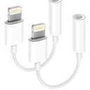 Seulliya [Apple MFi Certified 2 Pack Lightning to 3.5 mm Headphone Jack Adapter, iPhone Aux Adapter Converter Dongle Audio Cable Compatible with iPhone 14 13 12 11 X XS 8 7