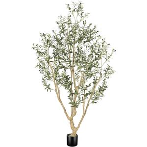LYERSE Olive Trees Artificial Indoor - Faux Olive Tree 7ft with Olive Branches and Lifelike Fruits - Fake Olive Tree 7 Feet for Modern Home Office House Living Room Decor Indoor