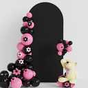 Putros Wedding Arch Cover 6FT Black Spandex Fitted Round Top Chiara Backdrop Stand Covers for Wedding Birthday Party Decoration