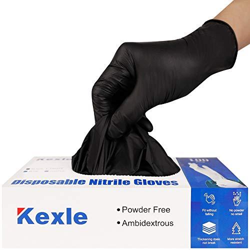 KEOELY Nitrile Disposable Gloves Pack of 100, Latex Free Safety Working Gloves for Food Handle or Industrial Use(Black,Medium)