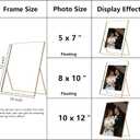 Gold 10x12'' Floating Frame 2pack For Photo Sizes(8.5x11'',8x10'',7x9''),Beautiful Metal Beaded Edge 8x10'' floating picture Frames, Adjustable Tabletop/Shelf Photo Frame, 10x12''For 8x10''2PK