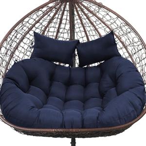Patio Double Egg Chair Cushion Replacement 55x35in Thickened Memory Foam Large Double Egg Swing Chair Cushions Hanging Basket Chair Cushion(Blue)