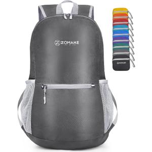 ZOMAKE Ultra Lightweight Hiking Backpack 20L, Packable Small Backpacks Water Resistant Daypack for Women Men(Medium Grey)