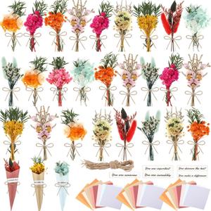 30 Sets Mini Dried Flower Bouquet Dried Flower for Crafts Vase Natural Flowers Bundles Artificial Flowers for Guests, DIY Crafts, Wedding Baby Shower Party Favors(Various Styles,Multicolored)