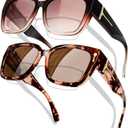 KANASTAL Over Glasses Sunglasses Polarized Fit Over Sun Glasses Oversized Design Fashion Wrap Around Shades 2 Pack (Tortoise/Brown,Gradient Brown/Brown)