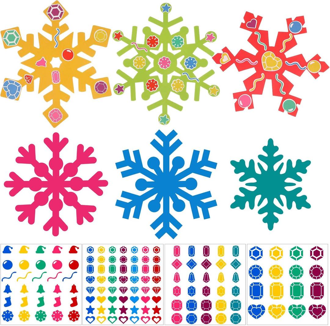 Zonon 24 Pieces Holiday Snowflake Craft Kit Winter DIY Hanging Craft Ornaments Snowflake Kit for Christmas Tree Home Activity Decorations(Blue, White)