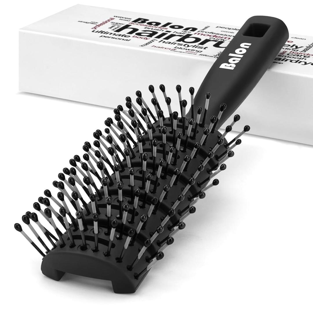 Balon Hair Brush for Women & Men, Speed Dry Vent Hair Brushes, Pain-Free Detangling Brush for All Wet or Dry, Curly Hair Brush(Black)