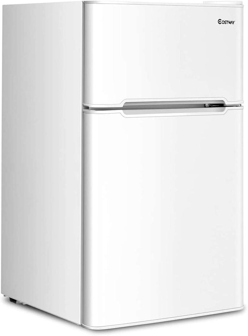 ARLIME Mini Fridge with Freezer, 3.2 Cu. Ft, Compact Refrigerator w/Double Reversible Door, Removable Glass Shelves, Adjustable Thermostat, Low Noise, Small Refrigerator for Dorm Office Bedroom,White
