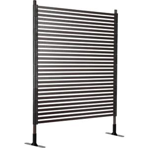 Outdoor Privacy Screens Freestanding, 47" L x 71" H Overall Poly-Coating Steel Pipes and Slats, Rustproof Brown Metal Decorative Fence Panels for Outside Backyard Garden Patio Privacy Screen