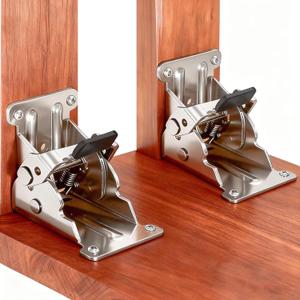 2 Pack Folding Brakcets, 0-90-180 Self-Lock Hinge with Screws, Heavy Duty Extension Support Bracket Self Locking Folding Hinge for Table Legs Furniture