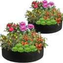 Feitore 2 Pack 100 Gallon Fabric Raised Garden Planting Beds, Heavy Duty Round Plant Grow Bags Breathable Non-Woven Planting Container for Vegetables Flower Herbs and Plants, Gardening Outdoor