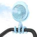 2025 Upgarded 4000mAh Misting Baby Stroller Fan, Rechargeable Battery Operated,Max 15Hrs Cooling,50ml Portable Water Sprayer Misting Fan with Flexible Tripod Clip on Car Seat Crib Treadmill Bunk Bed (Blue)