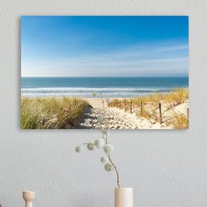Shiartex Beach Scene Bathroom Wall Art Beach Path Artwork Framed Blue Sea Seascape Canvas Wall Decor Shoreside Seaside Coastal Print Pictures Home Kitchen Ready To Hang, 16" x 24"