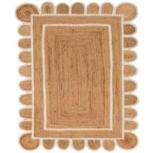 SVI Rug Scallop Pattern Jute Bohemian Area Rug (Off White, 2'x6')