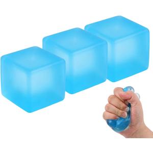 3pcs Squishy Stress Cube, 2026 New Squishy Stress Ice Cube Fidget Toys, Stress Relief Toys Squeeze Toys for Adults (Blue)