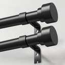 2 Pack Heavy Duty Curtain Rods for Windows 28 to 48 Inch, 1 Inch Black Adjustable Curtain Rod Set with Easy Installation and Modern Design (A1,Black,30-60",2Pack)