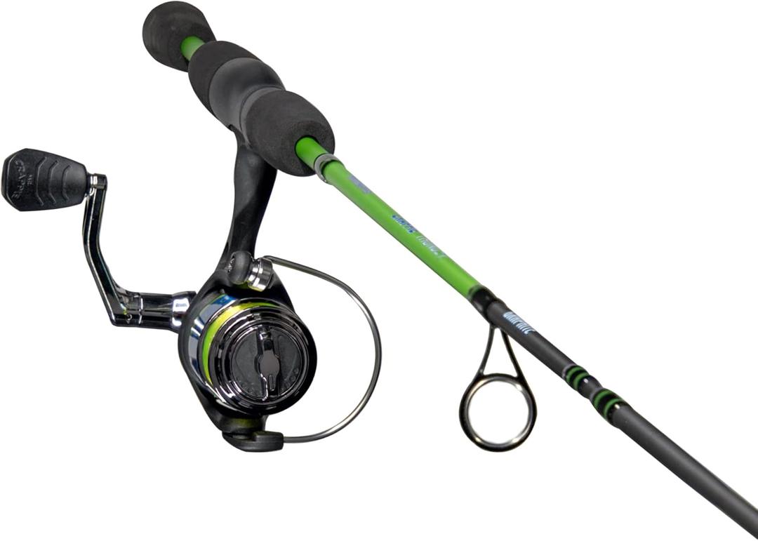 Lew's Crappie Thunder Spinning Reel and Fishing Rod Combo, 2-Piece IM6 Graphite Blank, Right or Left-Hand Retrieve, Crappie Thunder Green