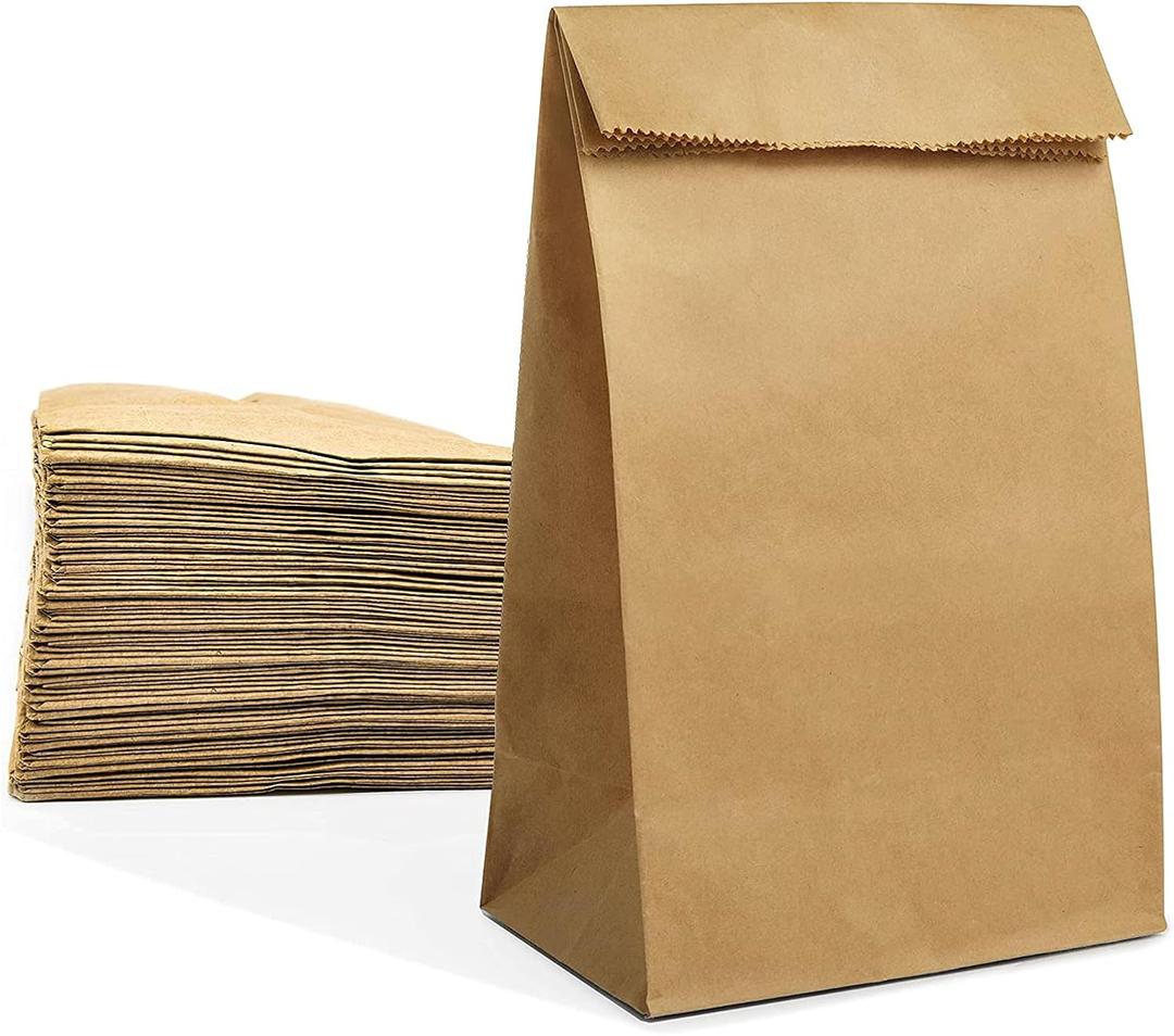 MUCHII 8 LB Paper Lunch Bags,100 Count Brown Paper Bags for Lunches, Snacks, Take Out and Small Items