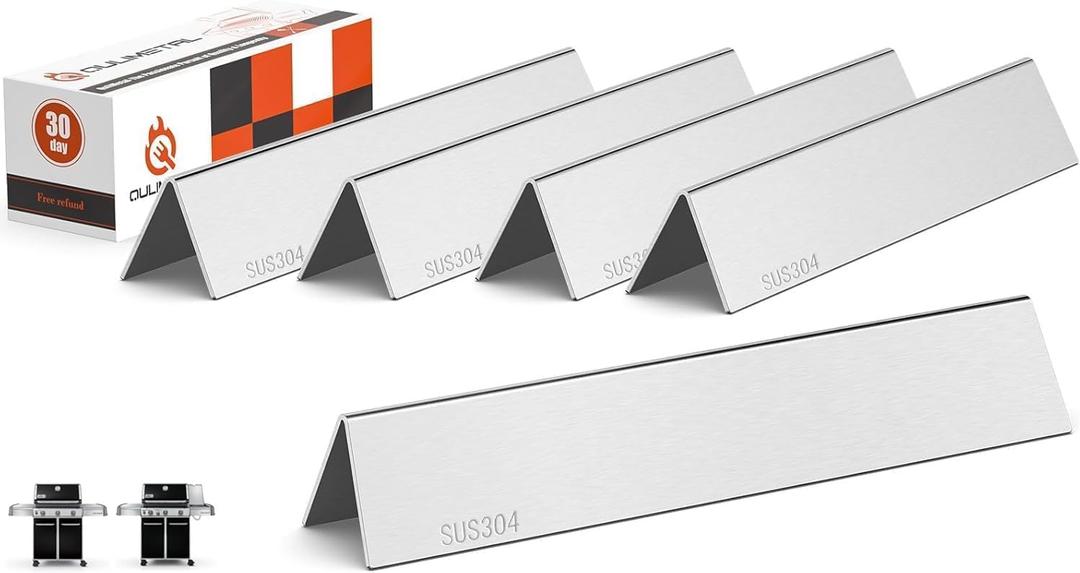 SUS304 Stainless Steel 17.5" Flavorizer Bars for Weber Genesis 300 Series with Front Control, Grill Parts for Weber Genesis E310 E320 E330 S310 S320 S330, Heat Plate Replacement 7620 7621, 5 Pack