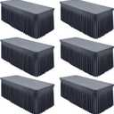 Shillance 6 Packs Grey Spandex Tableclothes for 8 Foot Rectangle Table, Spandex Table Covers 8FT Stretch Table Skirts Wrinkle Free Fitted Table Cloth for Event, Wedding, Banquet & Parties, 96" x 30"