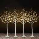 4Pack 4FT Lighted Birch Trees (Higher Size & Floor Standing), 192 LED Twinkling Birch Christmas Tree Lights for Indoor & Outdoor, 2 Modes Warm White Tree Lights for Christmas Thanksgiving Home Decor