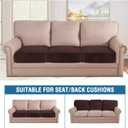 H.VERSAILTEX Velvet Stretch Couch Cushion Cover Plush Cushion Slipcover for Chair Loveseat Sofa Cushion Furniture Protector Seat Cushion Sofa Cover (3 Piece Sofa Cushion Covers, Brown)