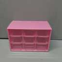 Mini Desktop Drawer Box 9 Compartments Plastic Desk Organizer Office Supplies and Jewelry Storage Box for Office, School, Cosmetic, Jewelry, Hair Clips, Small Parts, etc. (Pink)